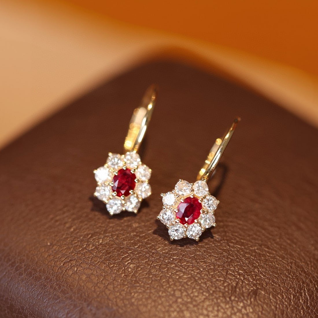 14k Gold 1.32 Ctw Natural Ruby & Diamond Earrings - 5