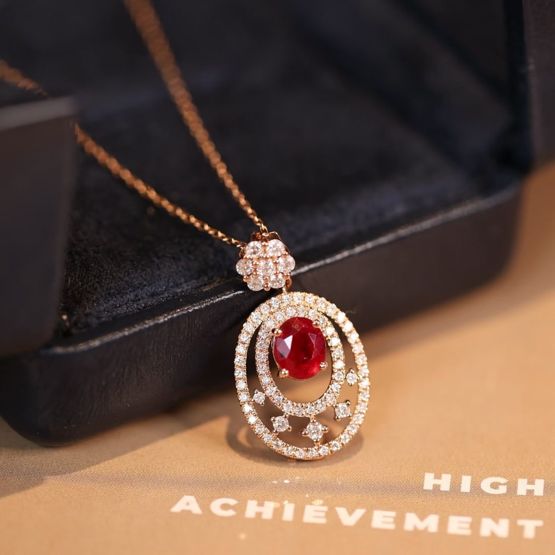 14k Gold 1.54 Ctw Natural Ruby & Diamond Pendant( Without Chain ) - 2