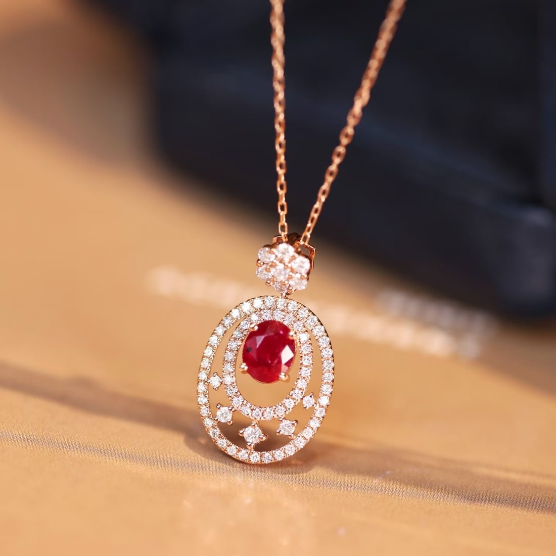 14k Gold 1.54 Ctw Natural Ruby & Diamond Pendant( Without Chain ) - 6