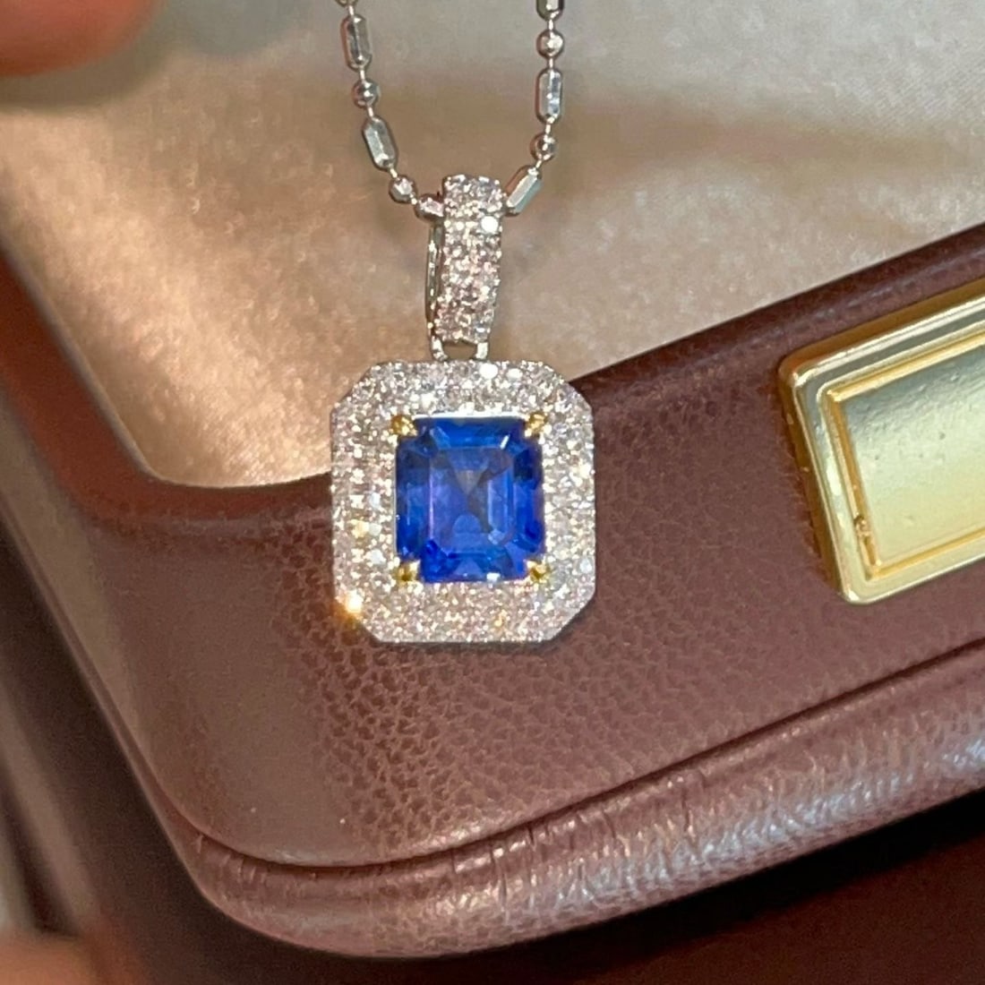 14k Gold 1.00 Ct Natural Sapphire & Diamond Pendant( Without Chain ) - 4