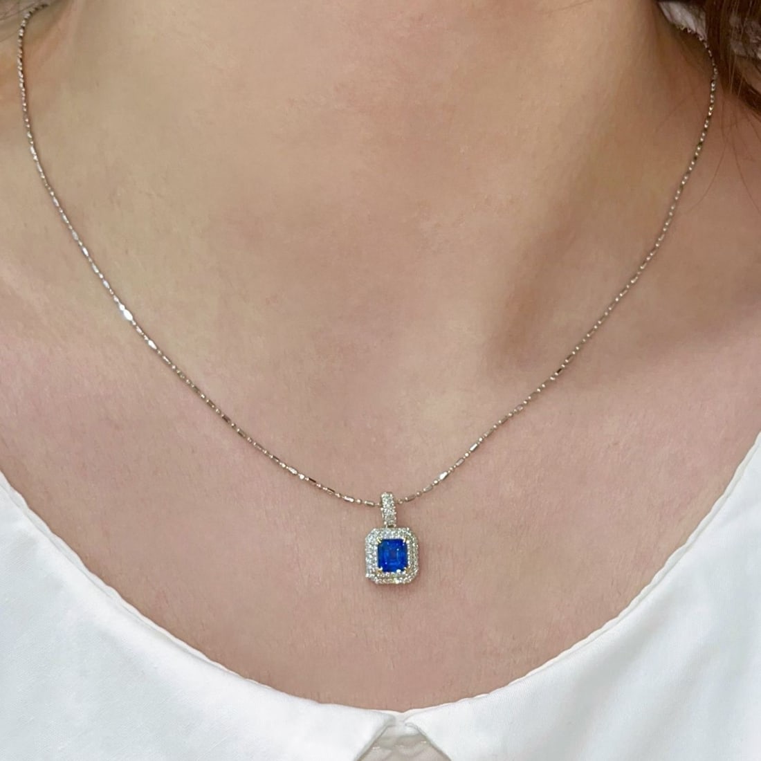 14k Gold 1.00 Ct Natural Sapphire & Diamond Pendant( Without Chain ) - 5