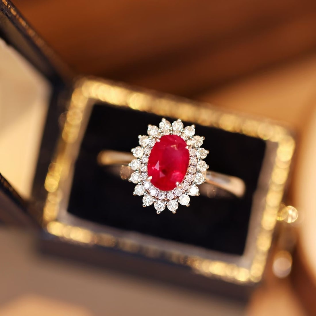 14k Gold 1.42 Ctw Natural Ruby & Diamond Ring: Ref:231157177 // gold content:14k gold // ring size:7. 25us // // main gemstone:ruby // shape:oval // carat weight:1. 05ct // color:red // treatment:natural // // adjacent gemstone 2 : diamond //