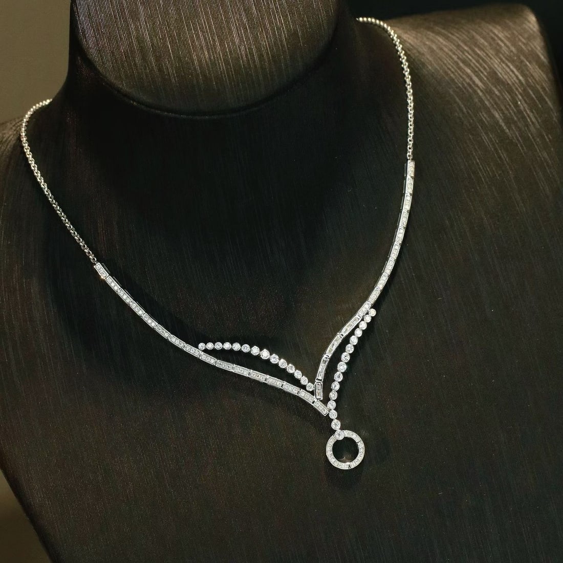 14k Gold 0.90 Ct Natural H Diamond Necklace - 2