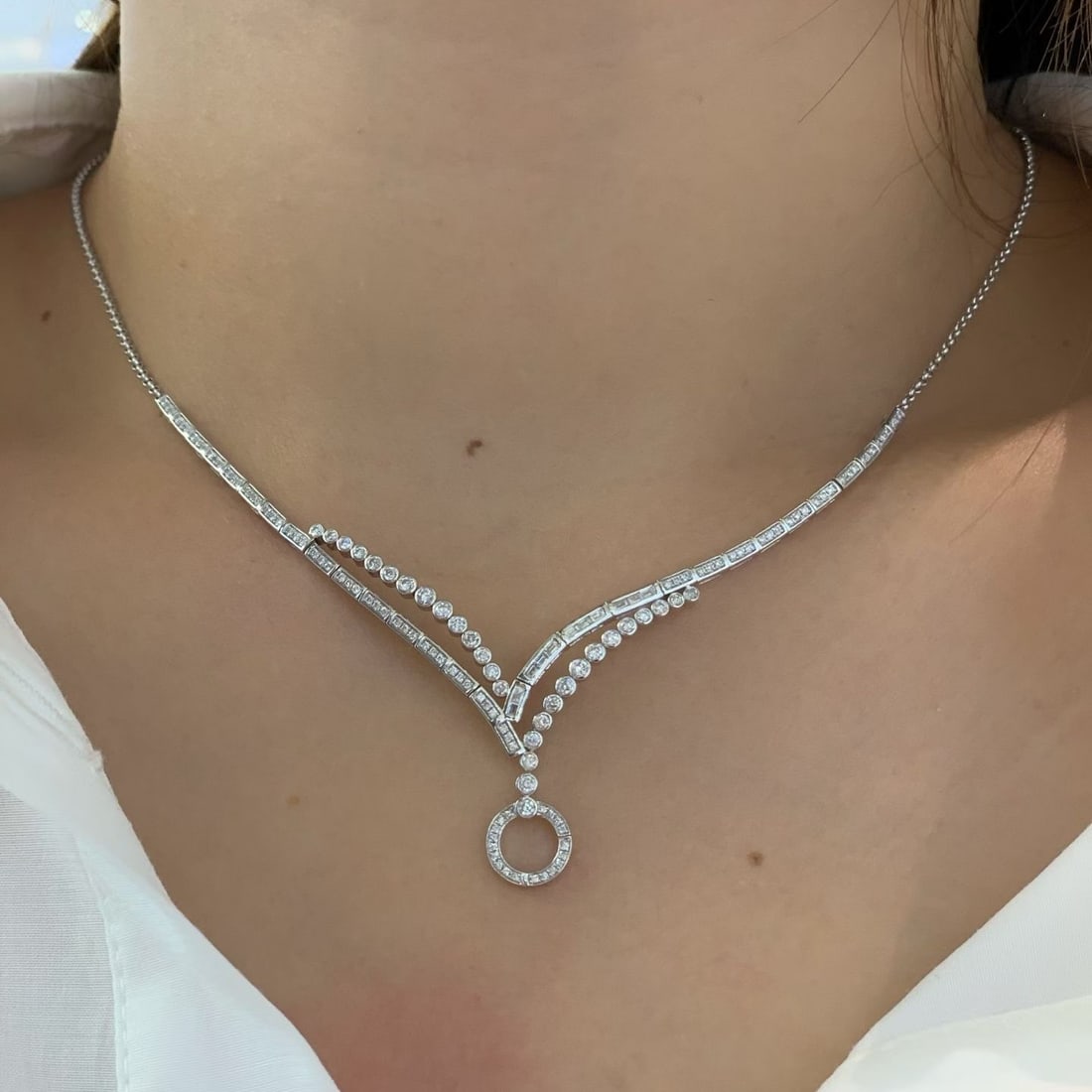 14k Gold 0.90 Ct Natural H Diamond Necklace - 4