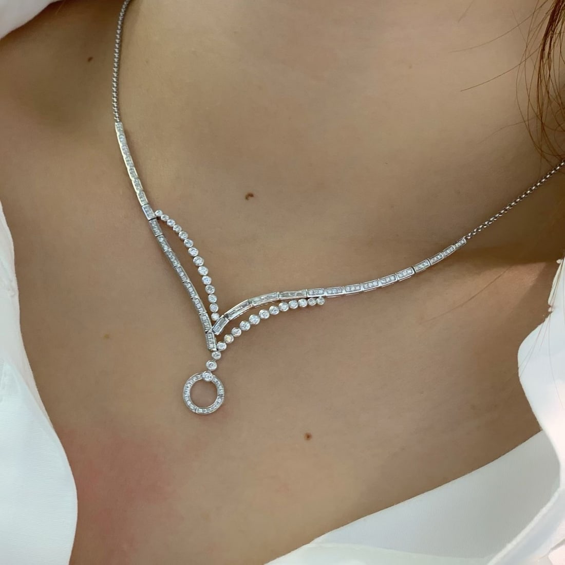 14k Gold 0.90 Ct Natural H Diamond Necklace - 5