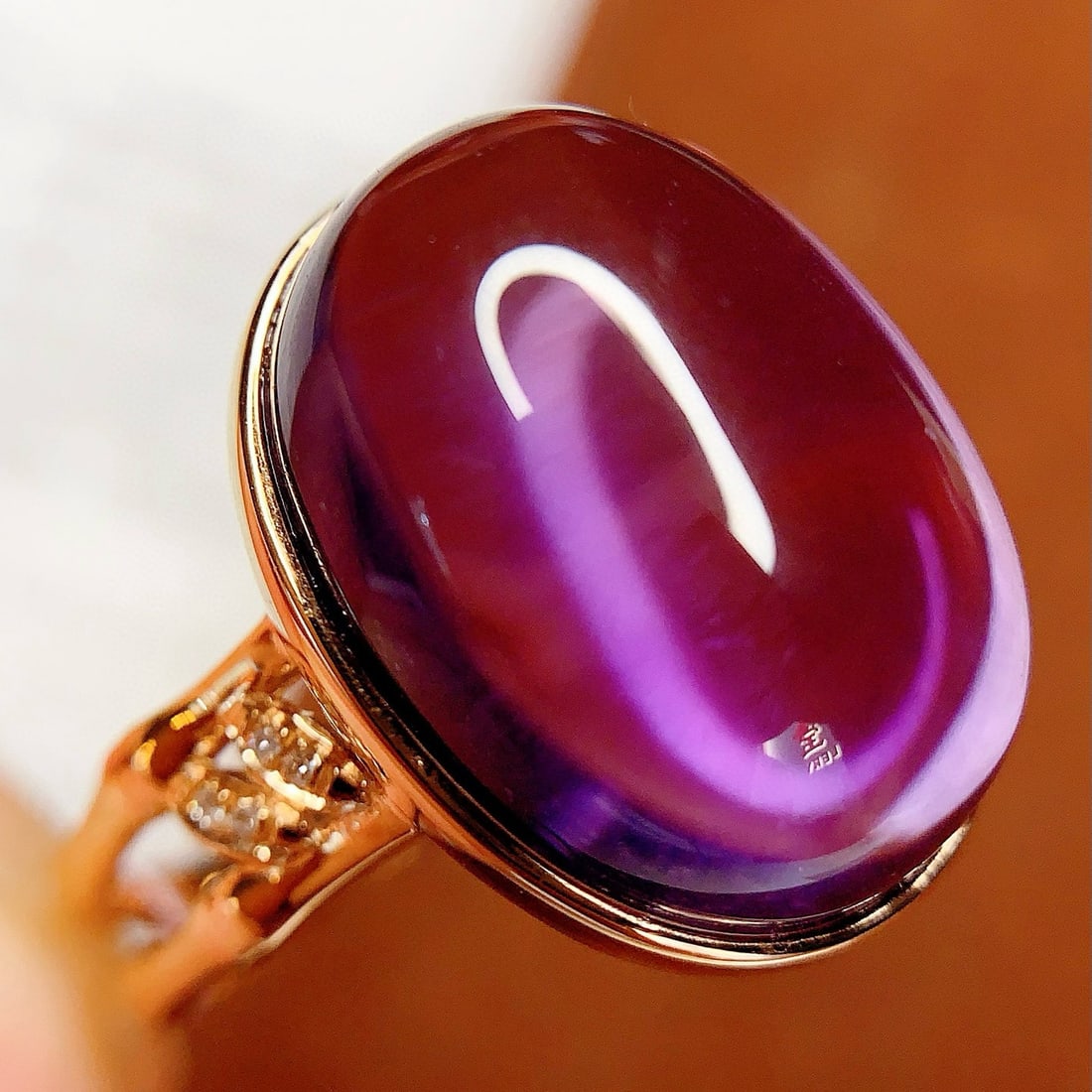 14k Gold 12.2 Ct Natural Amethyst & Diamond Ring - 4