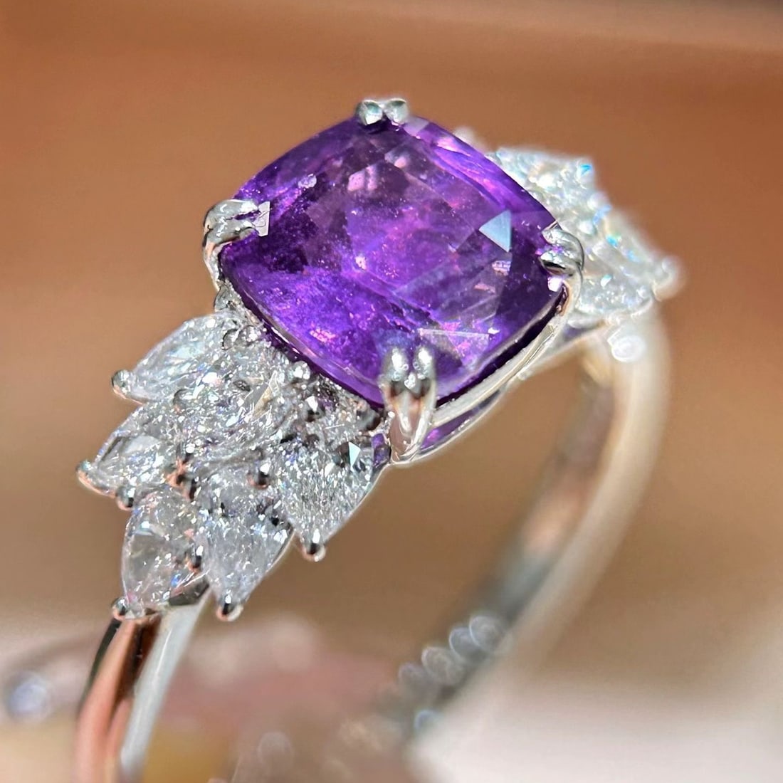 14k Gold 2.75 Ctw Natural Sapphire & Diamond Ring - 3