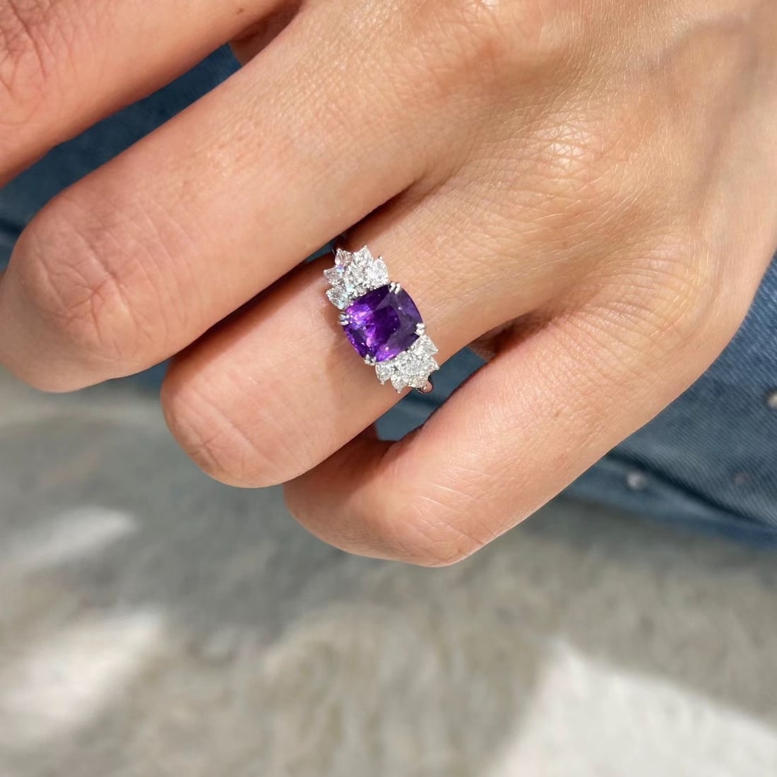14k Gold 2.75 Ctw Natural Sapphire & Diamond Ring - 9