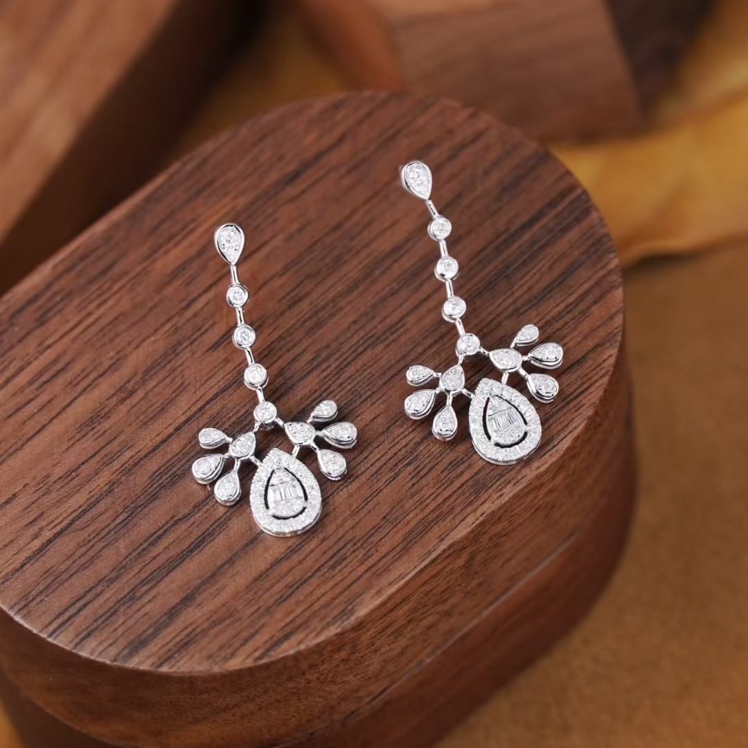 14k Gold 0.60 Ct Natural H Diamond Earrings - 3