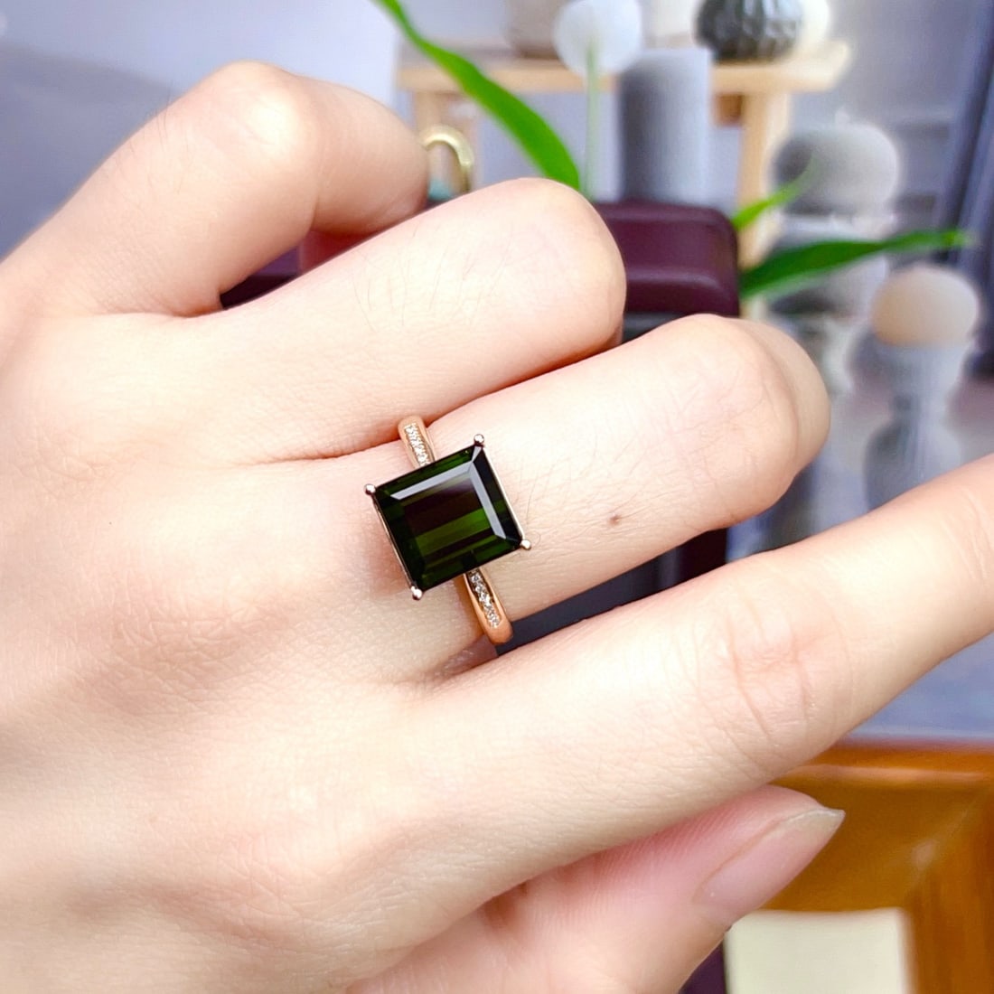 14k Gold 4.38 Ctw Natural Tourmaline & Diamond Ring - 4