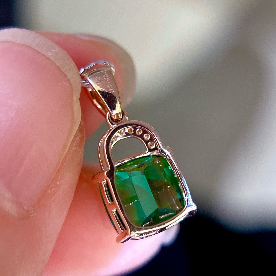 14k Gold 2.35 Ctw Natural Tourmaline & Diamond Pendant( Without Chain ) - 5