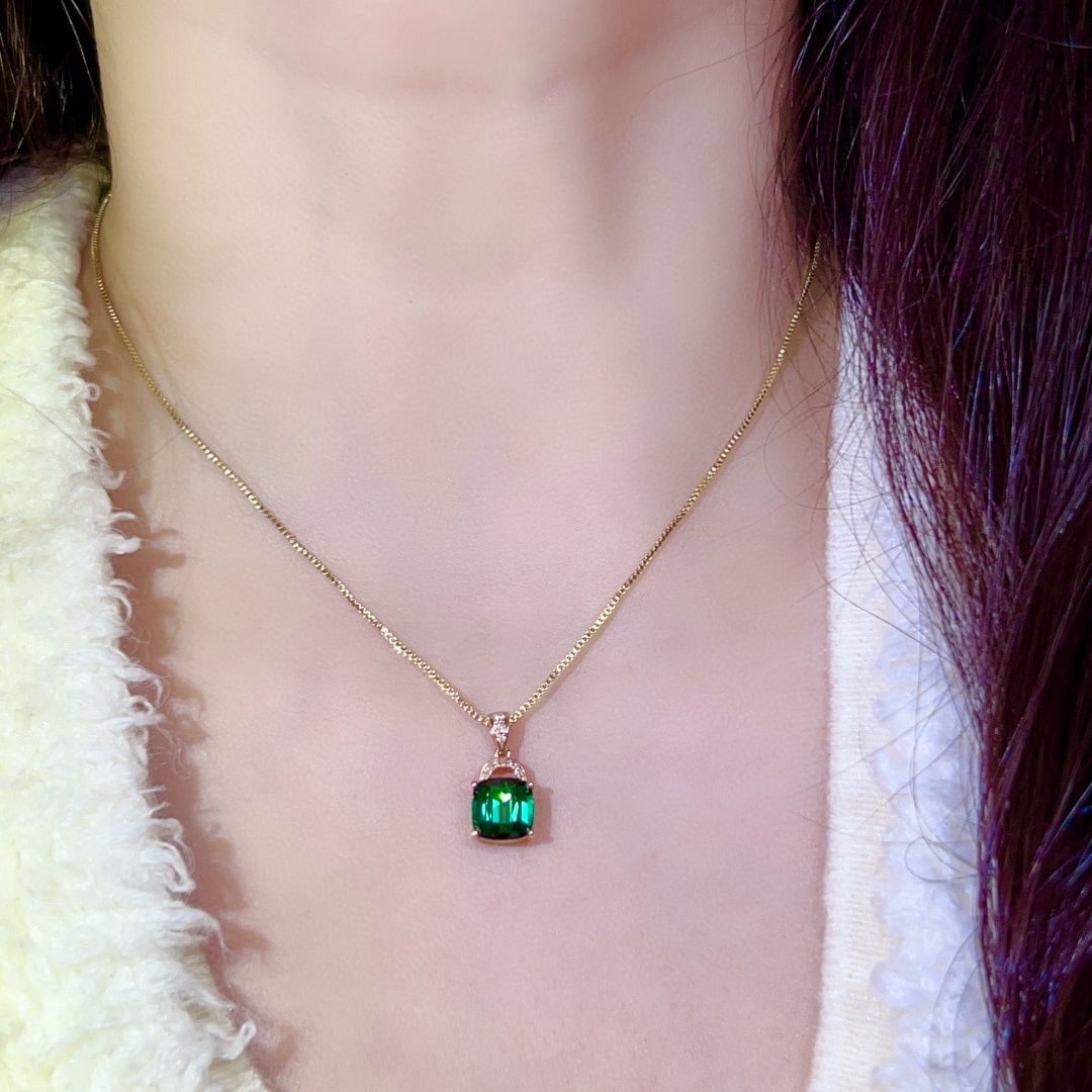 14k Gold 2.35 Ctw Natural Tourmaline & Diamond Pendant( Without Chain ) - 6