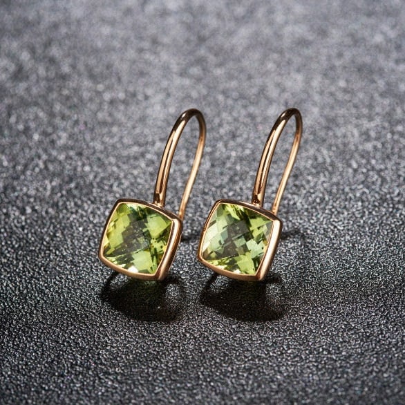 14k Gold 3.2 Ct Natural Peridot Earrings - 3
