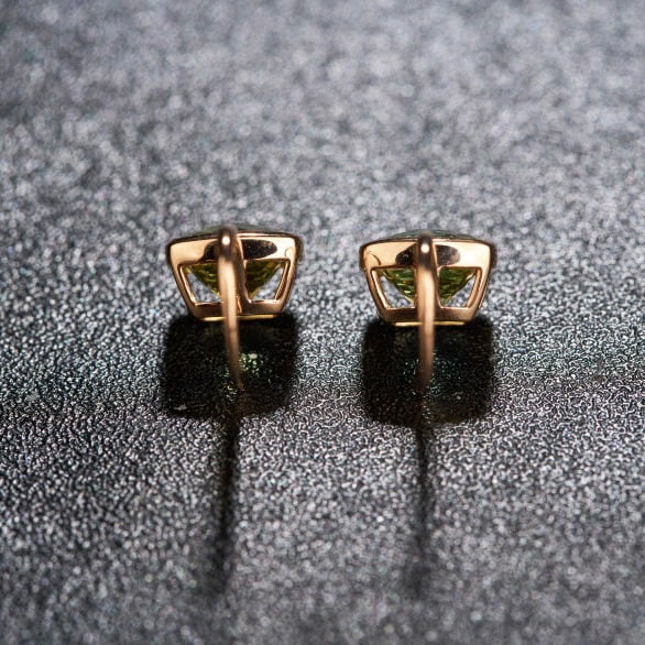 14k Gold 3.2 Ct Natural Peridot Earrings - 5