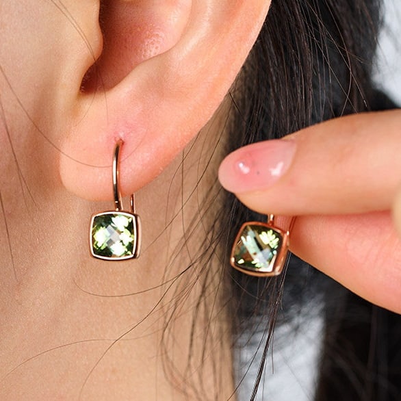 14k Gold 3.2 Ct Natural Peridot Earrings - 8