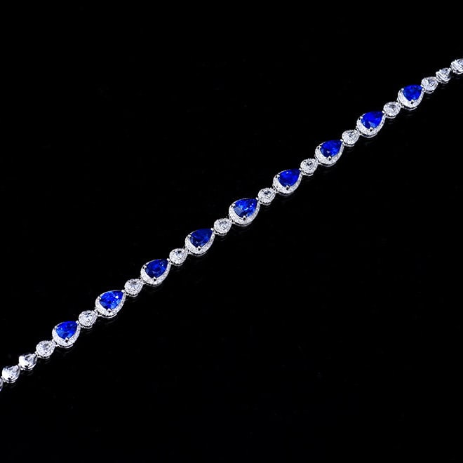 14k Gold 4.81 Ctw Natural Sapphire & Diamond Bracelet - 5