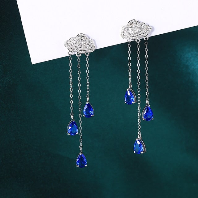 14k Gold 3.37 Ctw Natural Sapphire & Diamond Earrings: Ref:231158015 // gold content:14k gold // main gemstone:sapphire // shape:pear // carat weight:3. 01ct // color:blue // treatment:natural // // adjacent gemstone 2 : diamond // number of stones:121