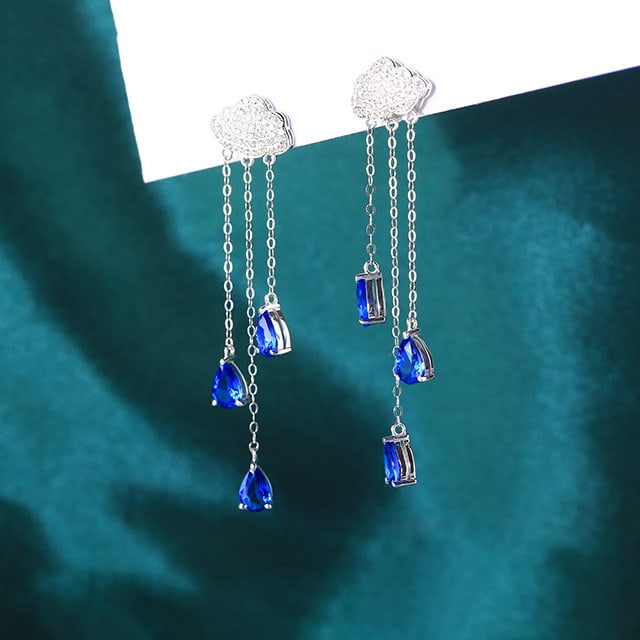 14k Gold 3.37 Ctw Natural Sapphire & Diamond Earrings - 2