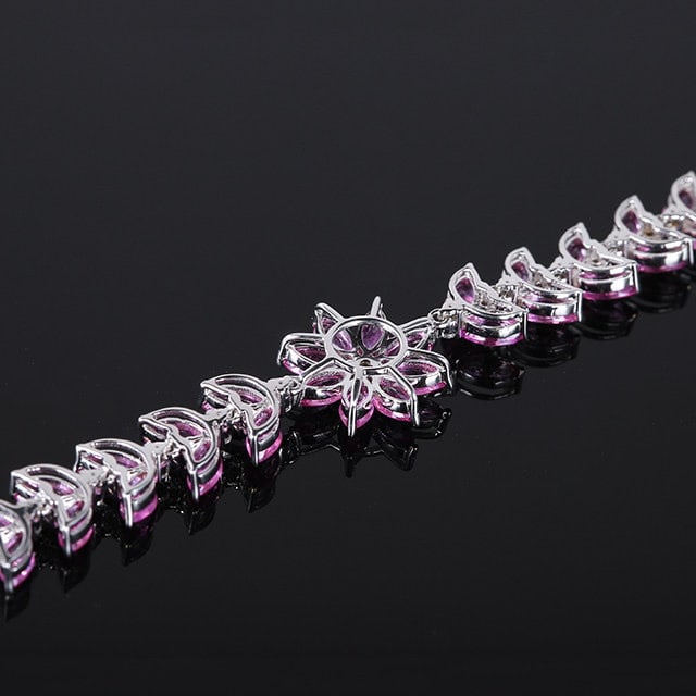 14k Gold 5.61 Ctw Natural Sapphire & Diamond Bracelet - 4