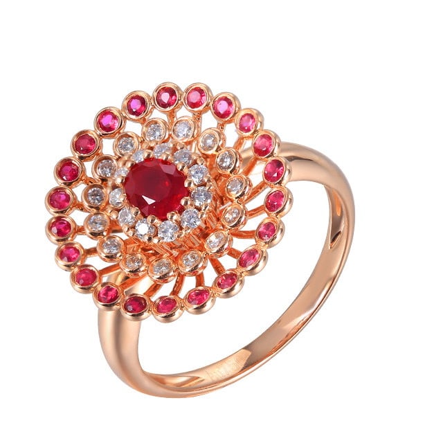 14k Gold 0.80 Ctw Natural Ruby & Ruby Ring - 5