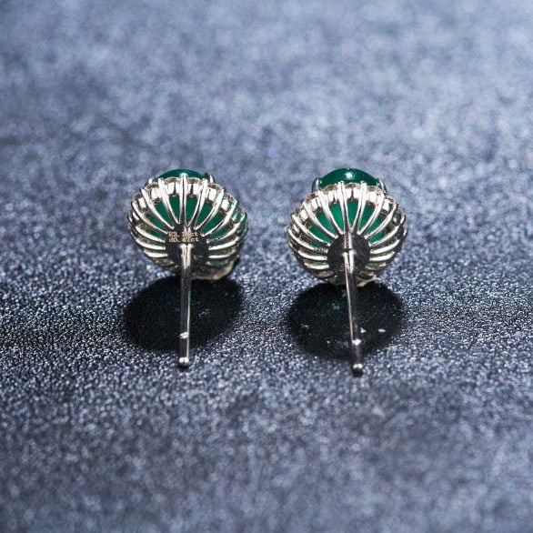14k Gold 3.65 Ctw Natural Emerald & Diamond Earrings - 5