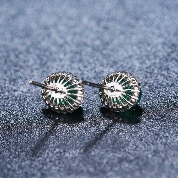 14k Gold 3.65 Ctw Natural Emerald & Diamond Earrings - 6
