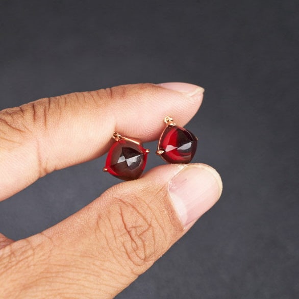 14k Gold 12.06 Ct Natural Garnet Earrings - 8