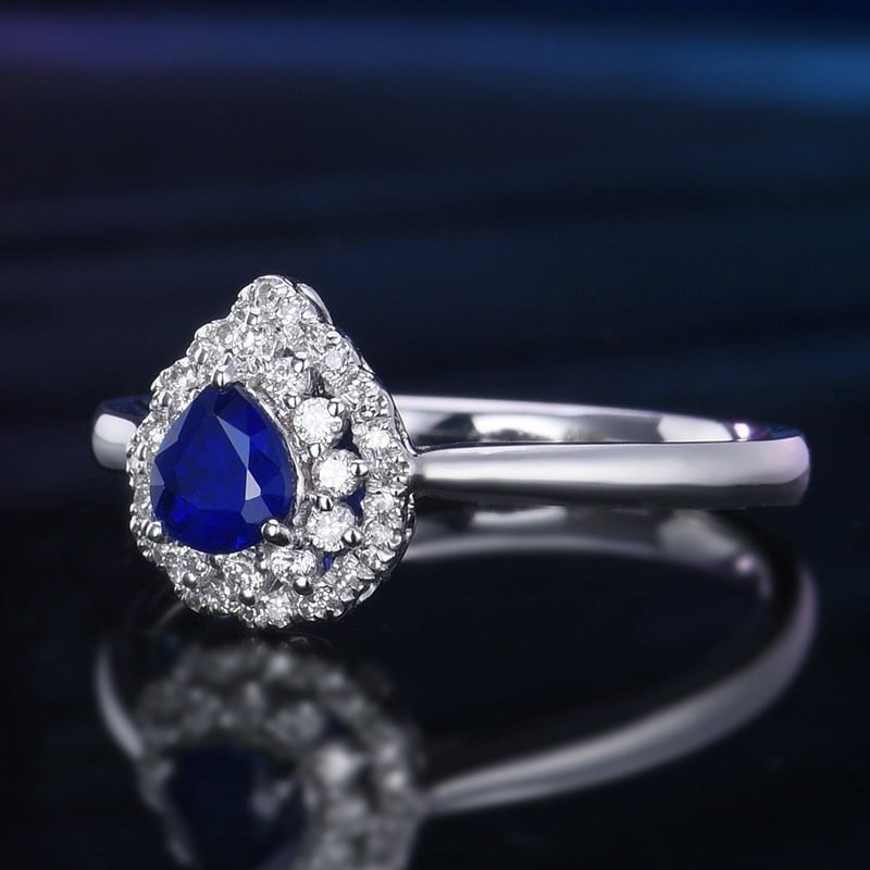 14k Gold 0.68 Ctw Natural Sapphire & Diamond Ring - 2