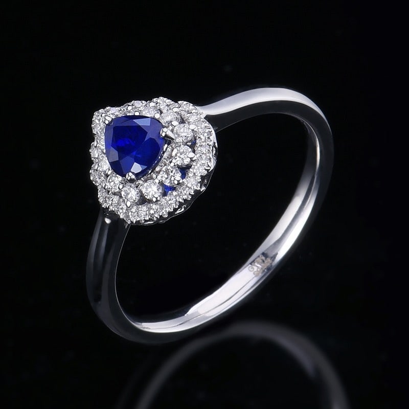 14k Gold 0.68 Ctw Natural Sapphire & Diamond Ring - 5