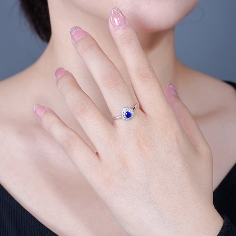 14k Gold 0.68 Ctw Natural Sapphire & Diamond Ring - 8