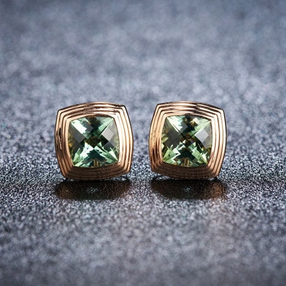 14k Gold 3.0 Ct Natural Tourmaline Earrings: Ref:231158063 // gold content:14k gold // main gemstone:tourmaline // shape:cushion // carat weight:3. 0ct // color:green // treatment:natural // Condition: New Low Estimate: 2100.00 High Estimate: