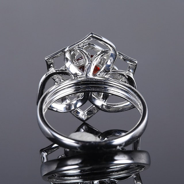 14k Gold 1.35 Ctw Natural Ruby & Diamond & Flowers Ring - 4