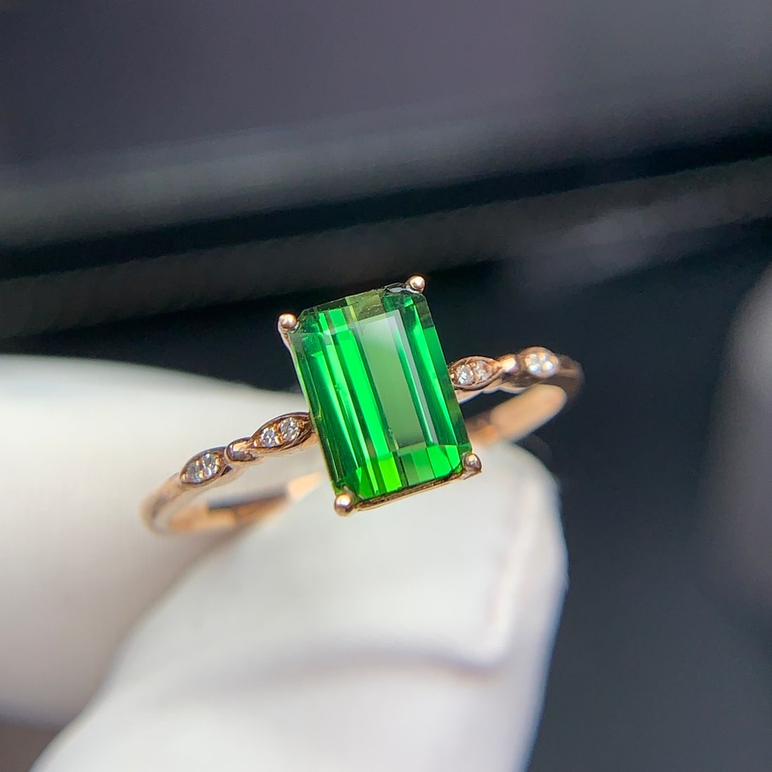 14k Gold 1.22 Ct Natural Tourmaline & Diamond Ring - 2