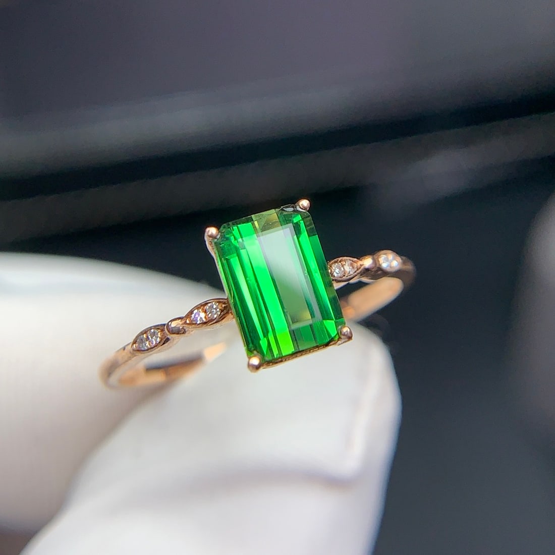 14k Gold 1.22 Ct Natural Tourmaline & Diamond Ring - 3