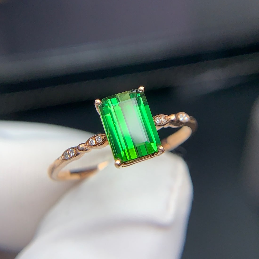 14k Gold 1.22 Ct Natural Tourmaline & Diamond Ring - 4