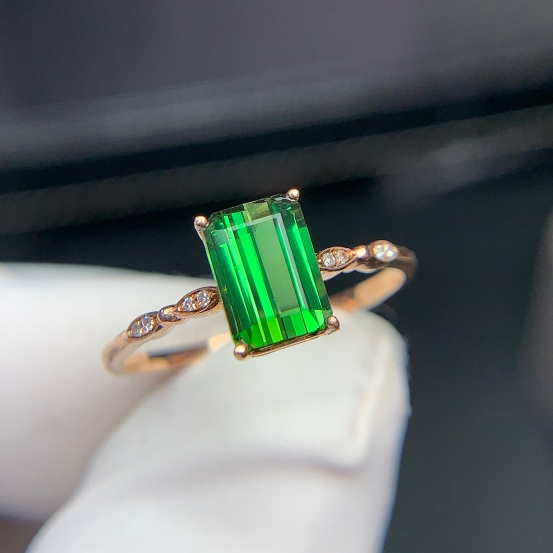 14k Gold 1.22 Ct Natural Tourmaline & Diamond Ring - 7
