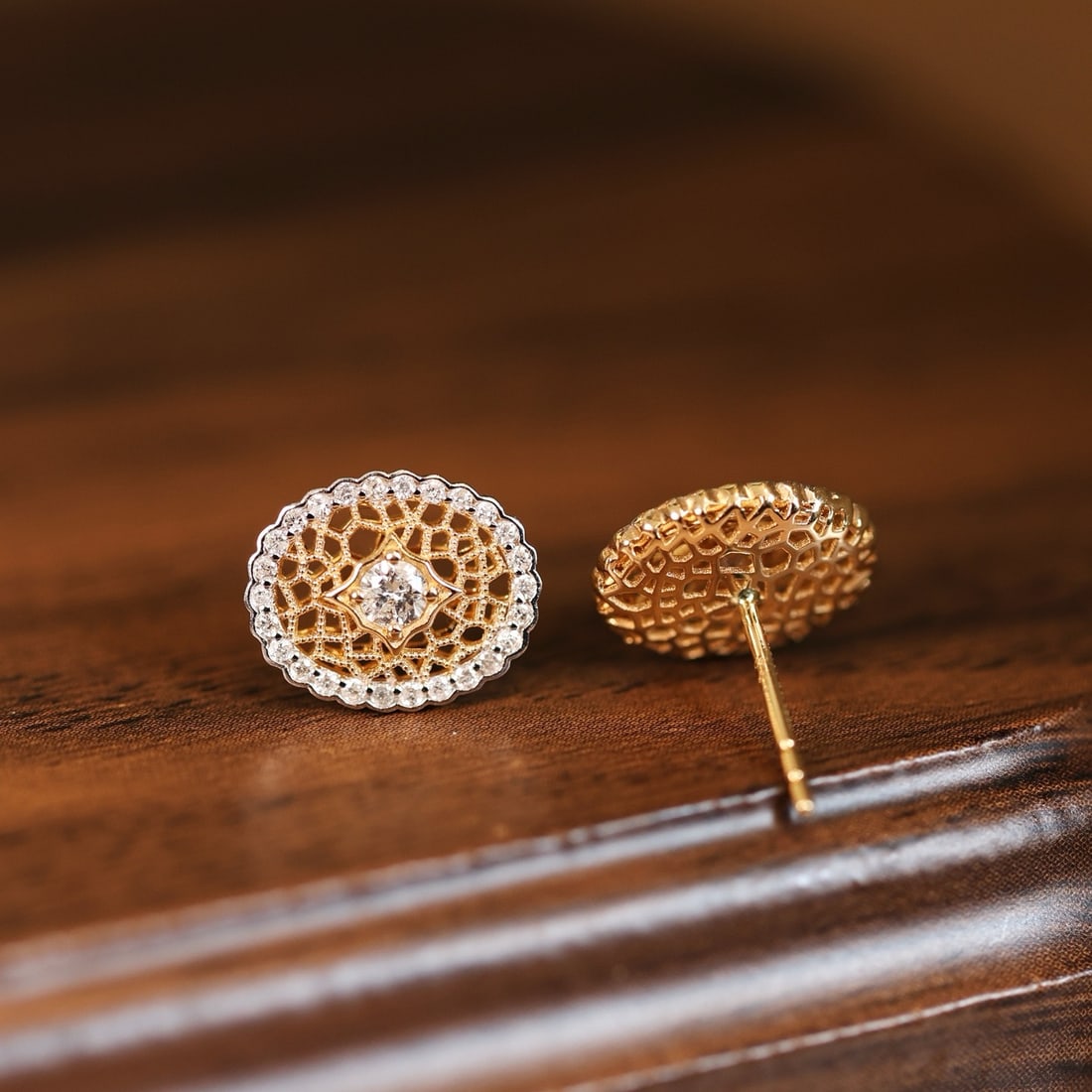 14k Gold 0.45 Ct Natural H Diamond Earrings - 4