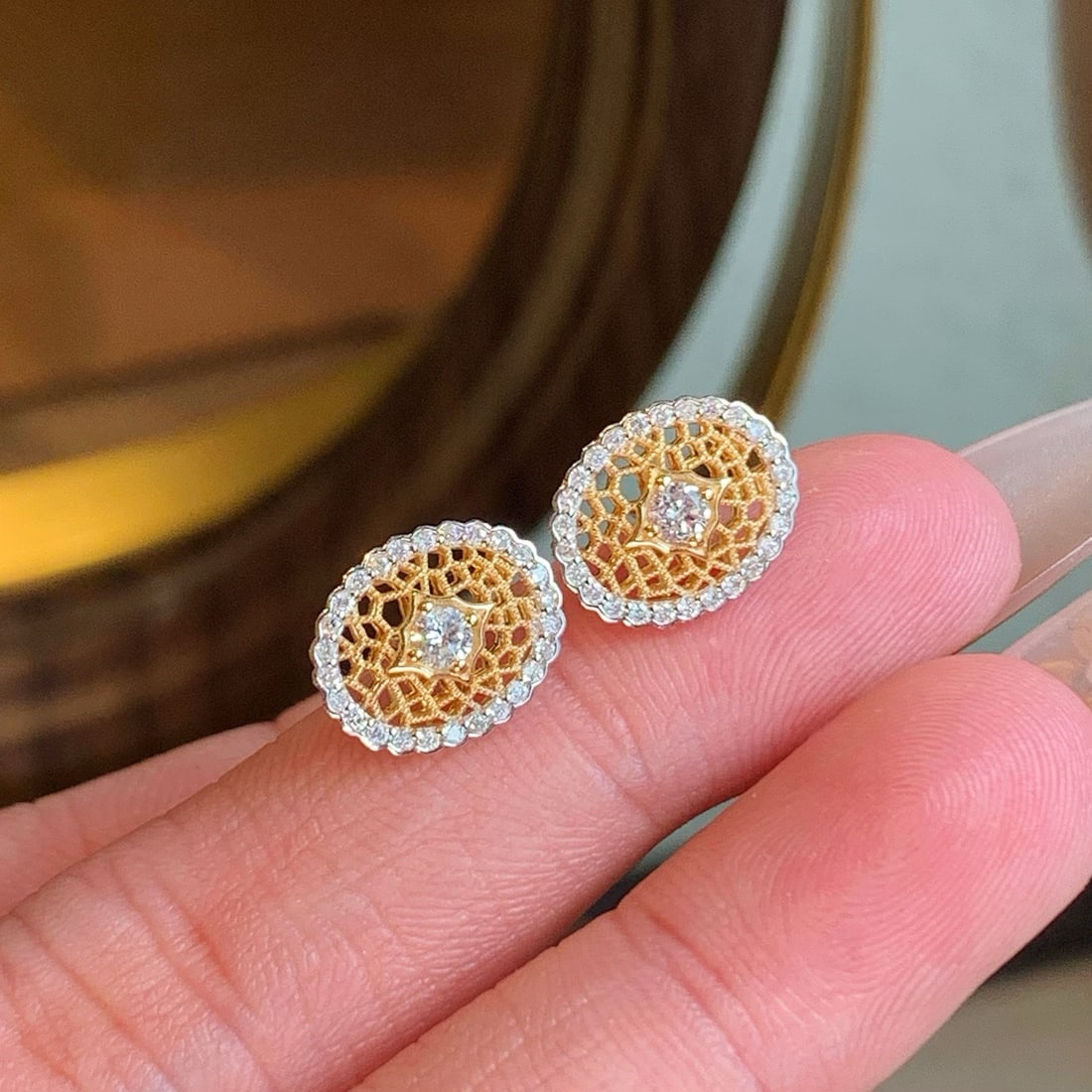 14k Gold 0.45 Ct Natural H Diamond Earrings - 5