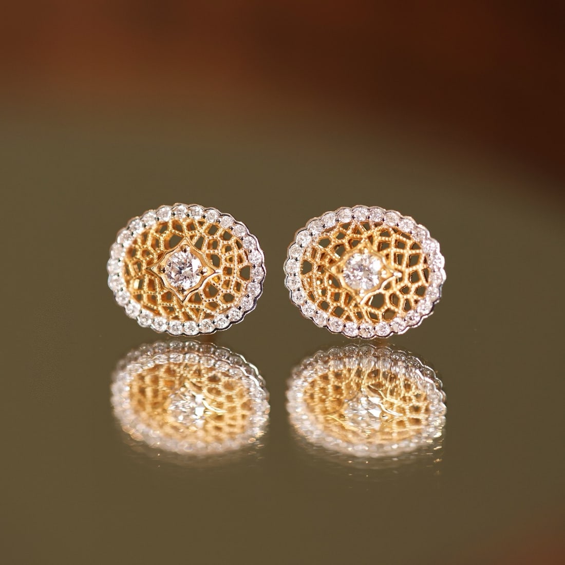 14k Gold 0.45 Ct Natural H Diamond Earrings - 6