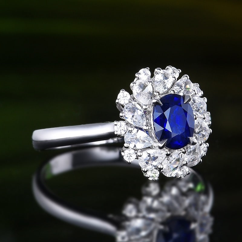 14k Gold 0.84 Ct Natural Sapphire & Sapphire Ring - 3