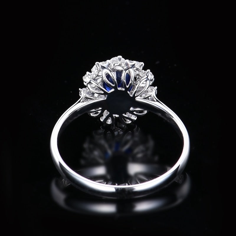 14k Gold 0.84 Ct Natural Sapphire & Sapphire Ring - 4