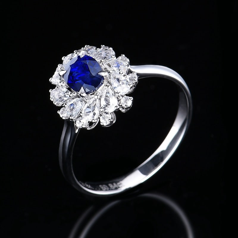 14k Gold 0.84 Ct Natural Sapphire & Sapphire Ring - 5