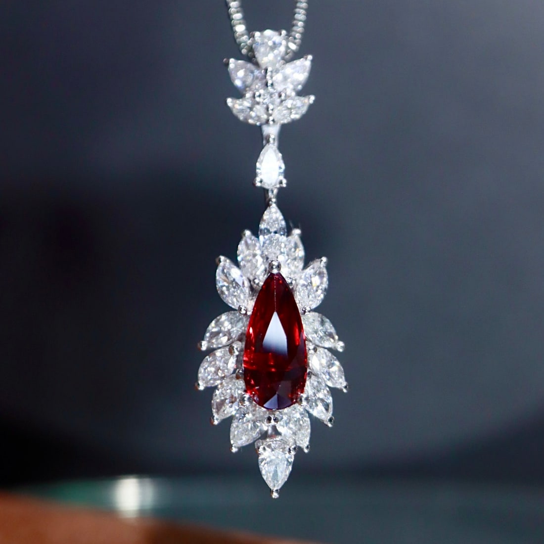 14k Gold 2.26 Ctw Natural Ruby & Diamond Pendant( Without Chain ): Ref:231158090 // gold content:14k gold // main gemstone:ruby // shape:pear // carat weight:1. 03ct // color:red // treatment:natural // // adjacent gemstone 2 : diamond // shape:multiple // carat weig