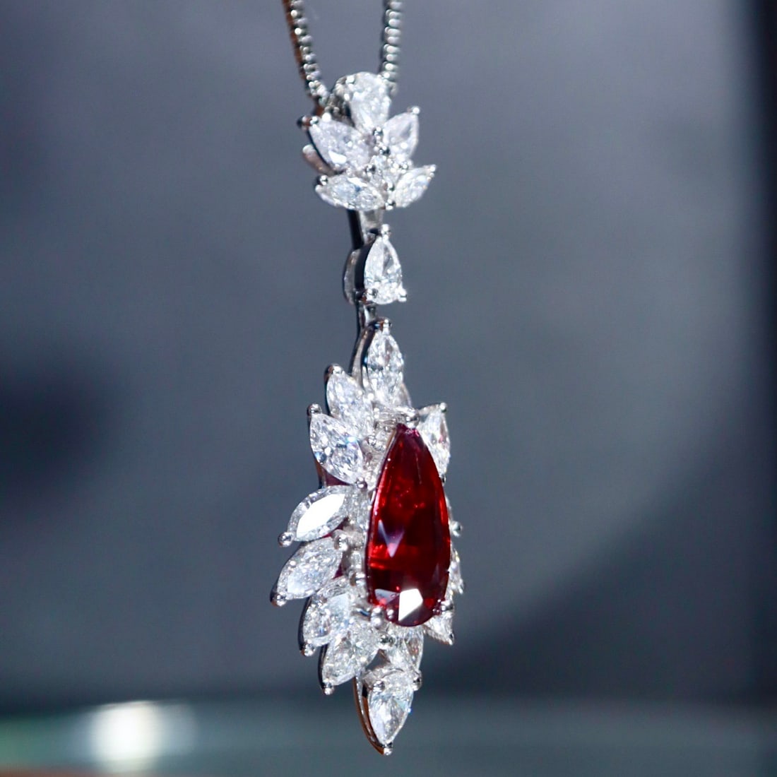 14k Gold 2.26 Ctw Natural Ruby & Diamond Pendant( Without Chain ) - 2