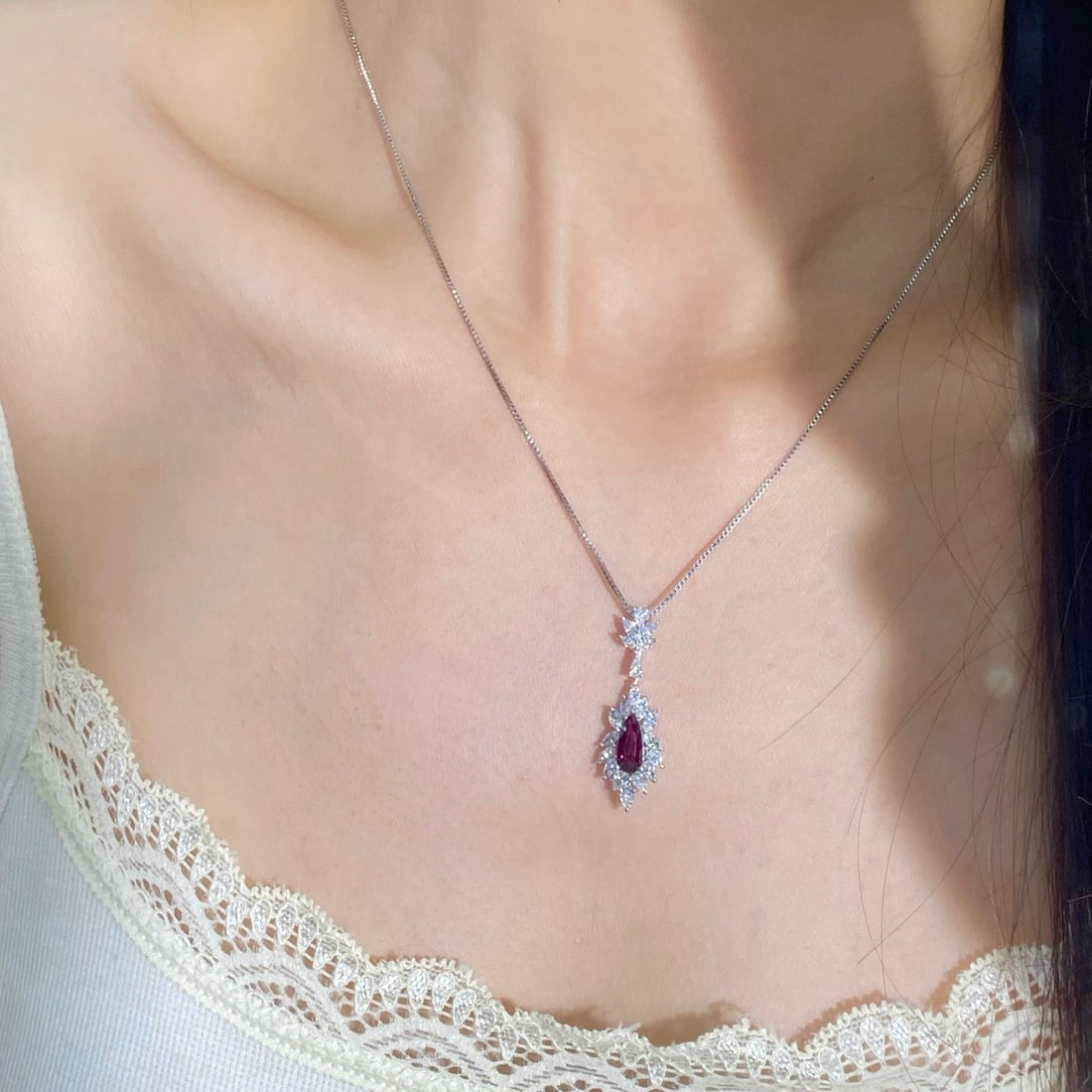 14k Gold 2.26 Ctw Natural Ruby & Diamond Pendant( Without Chain ) - 5