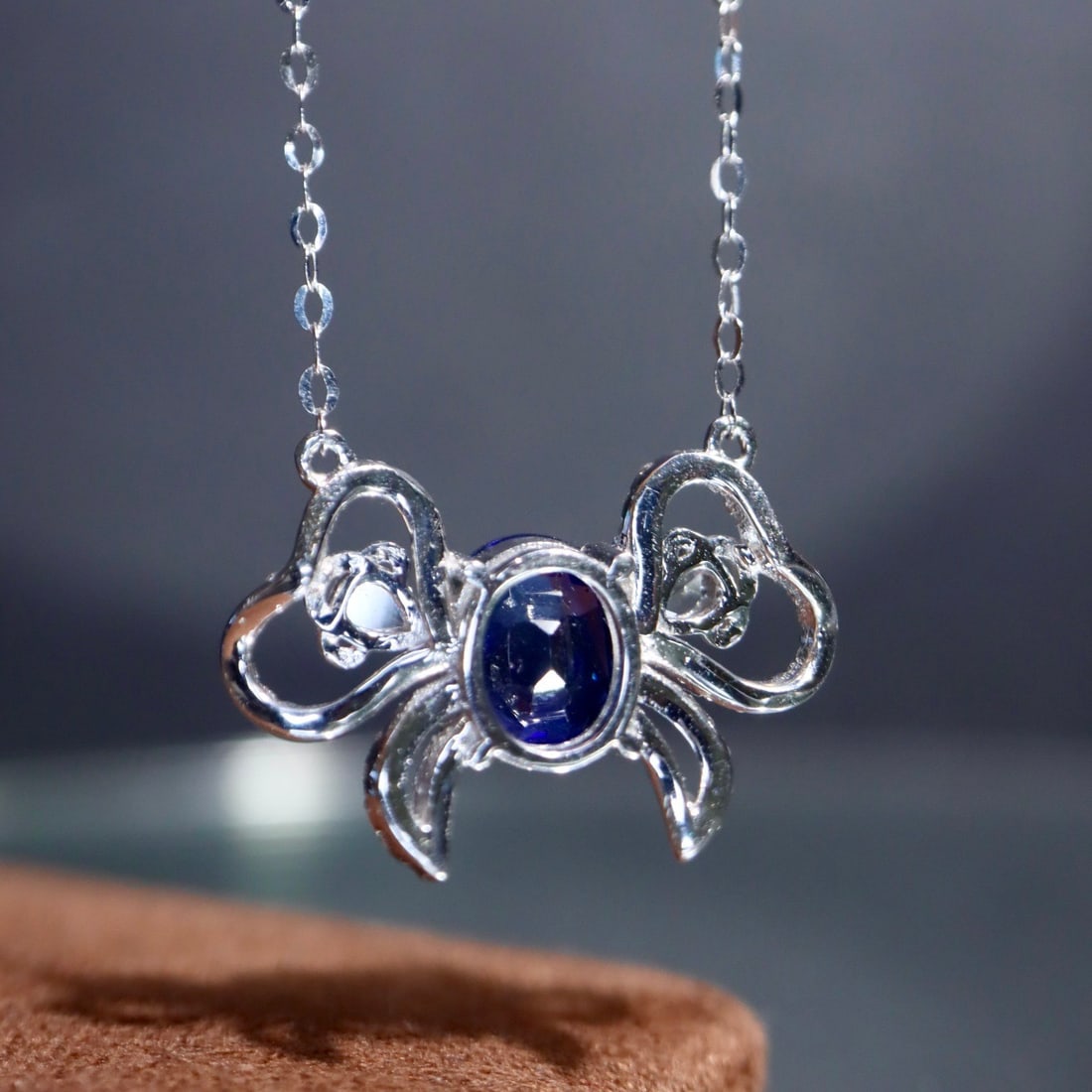 14k Gold 1.76 Ctw Natural Sapphire & Diamond Necklace - 3