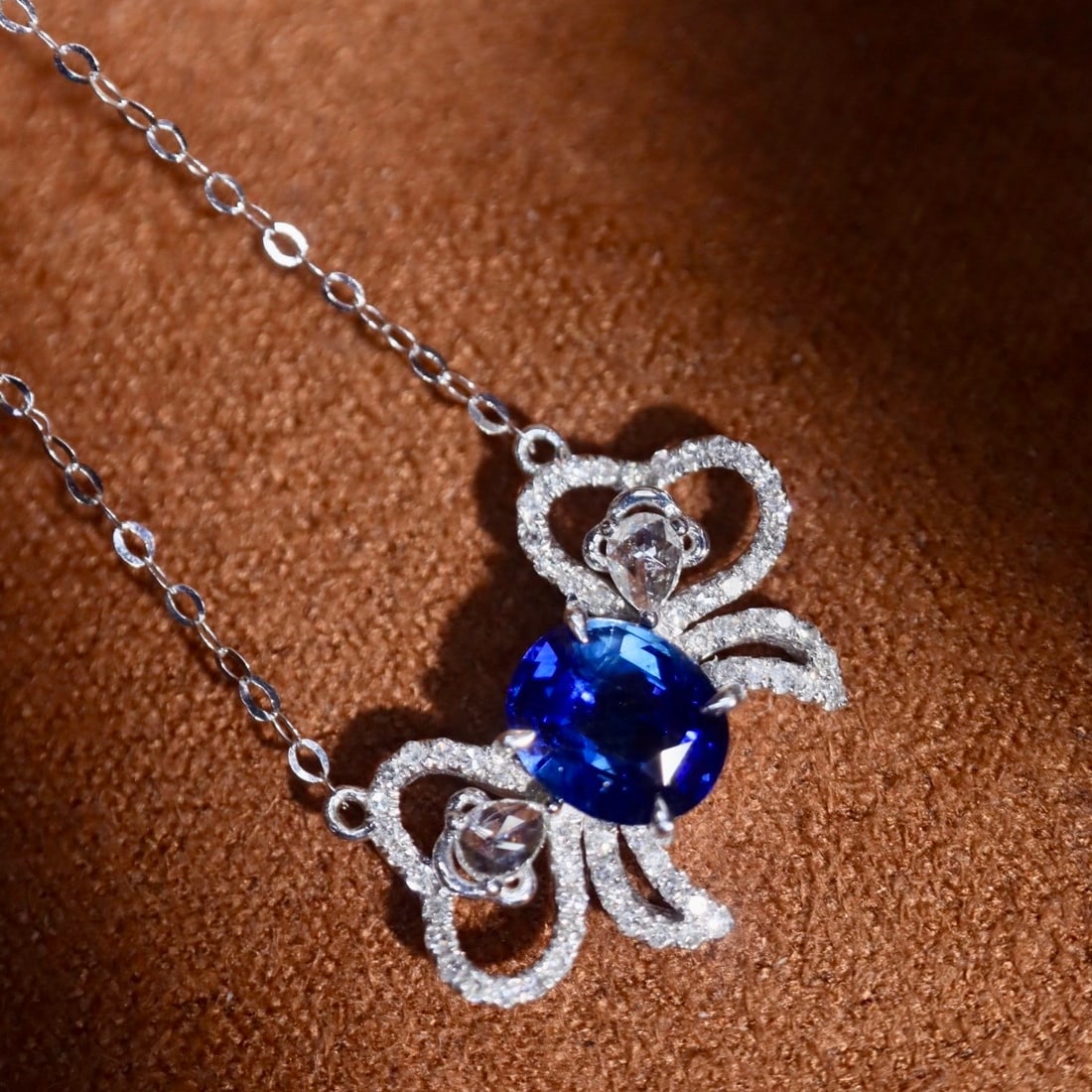 14k Gold 1.76 Ctw Natural Sapphire & Diamond Necklace - 6