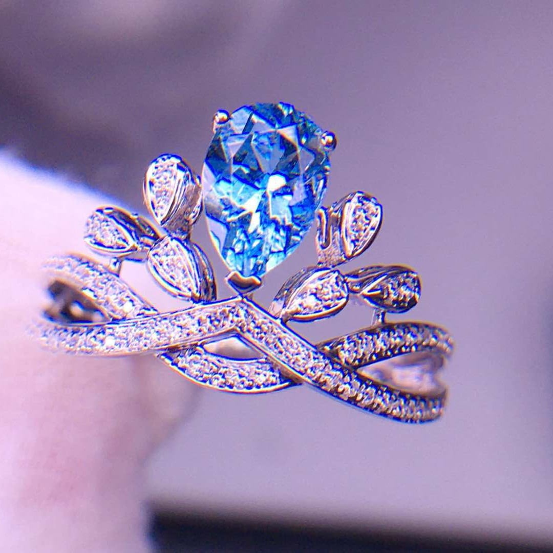 14k Gold 1.02 Ct Natural Aquamarine & Diamond Ring - 3