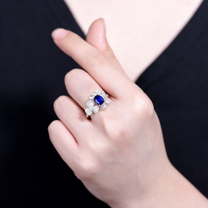 14k Gold 1.93 Ctw Natural Sapphire & Diamond Ring - 4