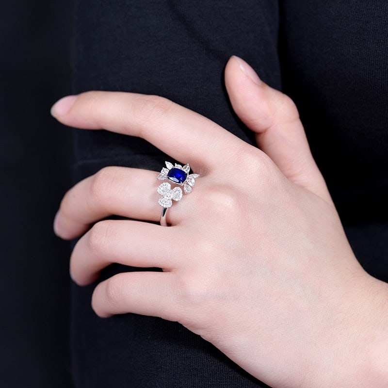 14k Gold 1.93 Ctw Natural Sapphire & Diamond Ring - 5